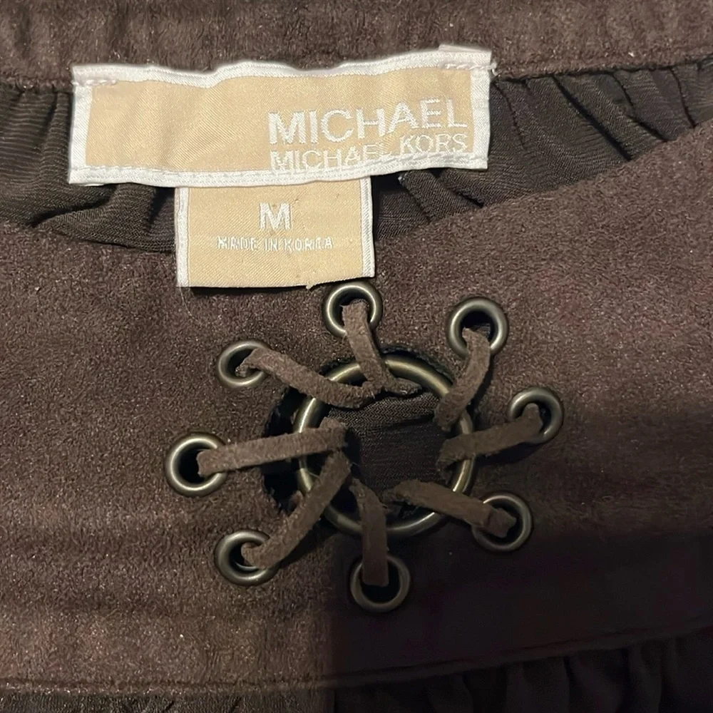 MICHAEL KORS Embellished Brown Sleeveless Top